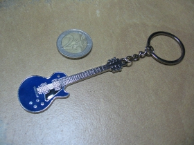 gitara modrá, kovová kľúčenka